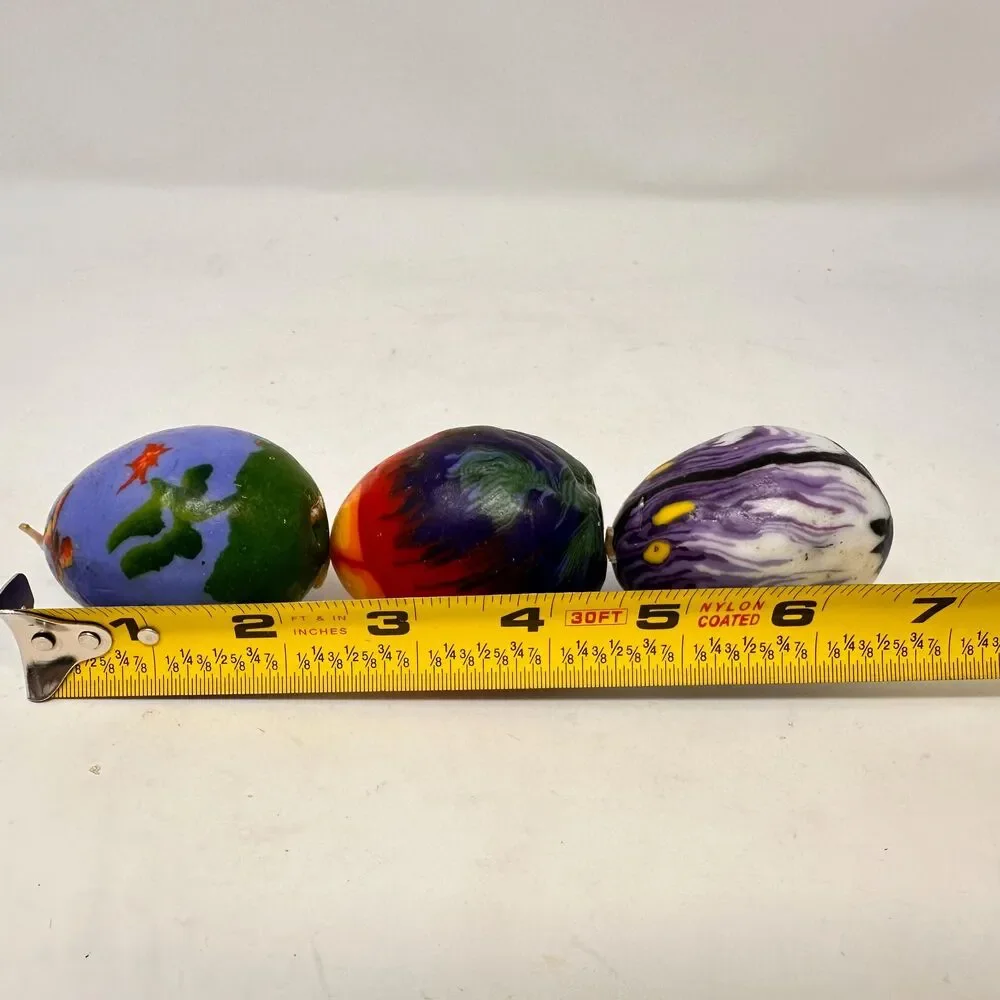 Vintage Multicolor Floral Egg Candles Set of 6 Candle & Egg collections 2.5”